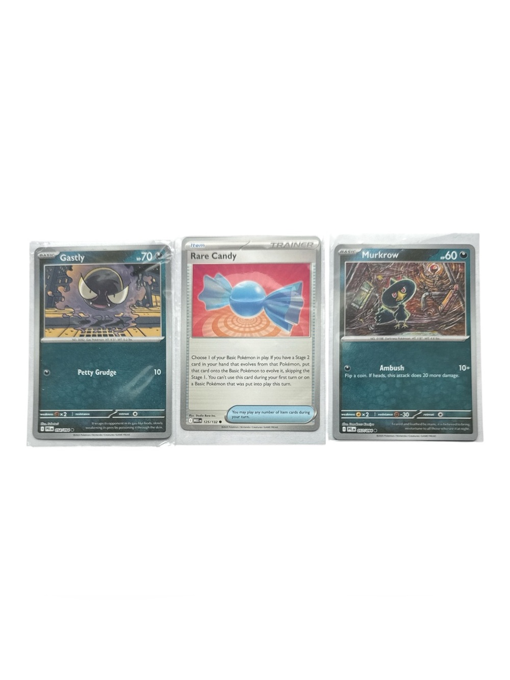 Pokemon Trading Cards (3)- Gastly, Rare Candy, Murkrow Never Played